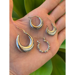 RIVETED MOON HOOPS
