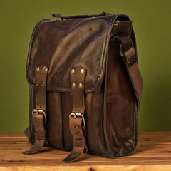 Bovine Leather Medium Satchel Bag - Brown