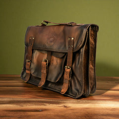 Bovine Leather Briefcase - Brown