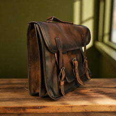 Bovine Leather Briefcase - Brown