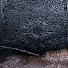 Leather Hide Laptop Bag - Black (Buckles)