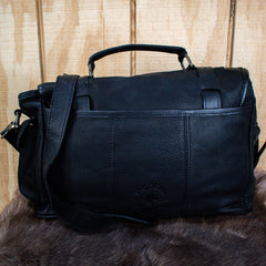 Leather Hide Laptop Bag - Black (Buckles)