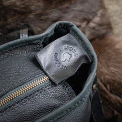 Leather Hide Laptop Bag - Black (Buckles)