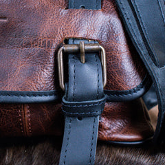 Leather Hide Laptop Bag - Rustic Merlot and Black (Buckles)