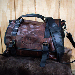 Leather Hide Laptop Bag - Rustic Merlot and Black (Buckles)
