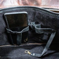 Leather Hide Laptop Bag - Rustic Merlot and Black (Buckles)