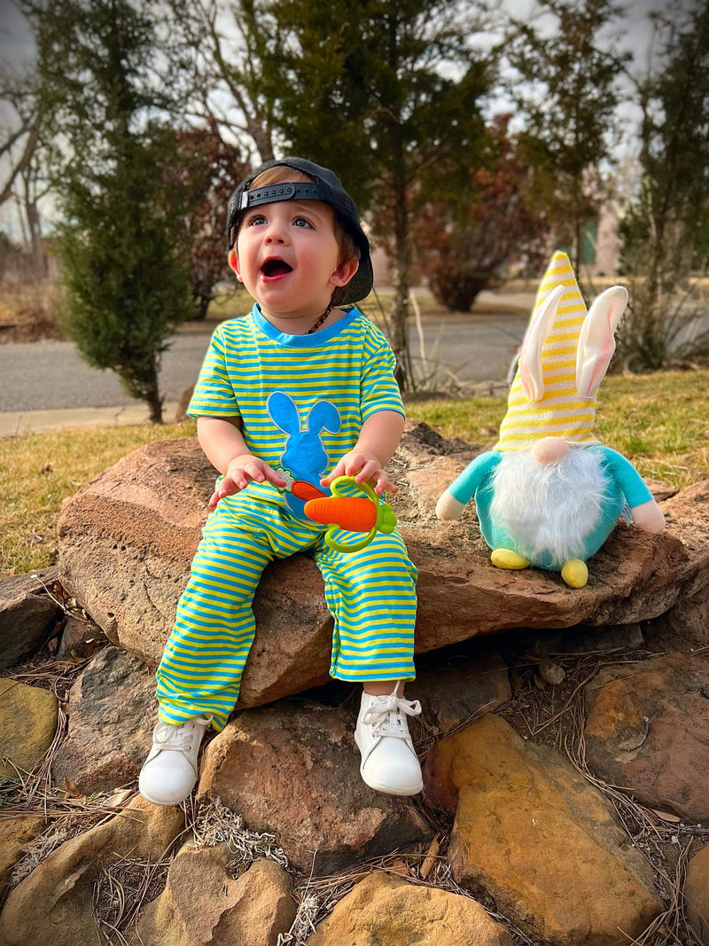 Baby Boy Bunny Stripe romper